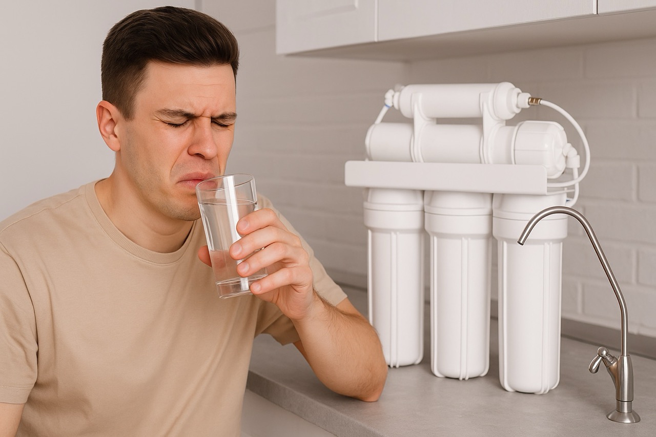 ผู้ชายดื่มน้ำที่มีรสชาติเฝื่อน ขม รสแปลก